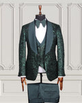 Emerald patterned three-piece tuxedo front
