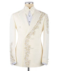 Ivory embellished GEEMAN tuxedo front view