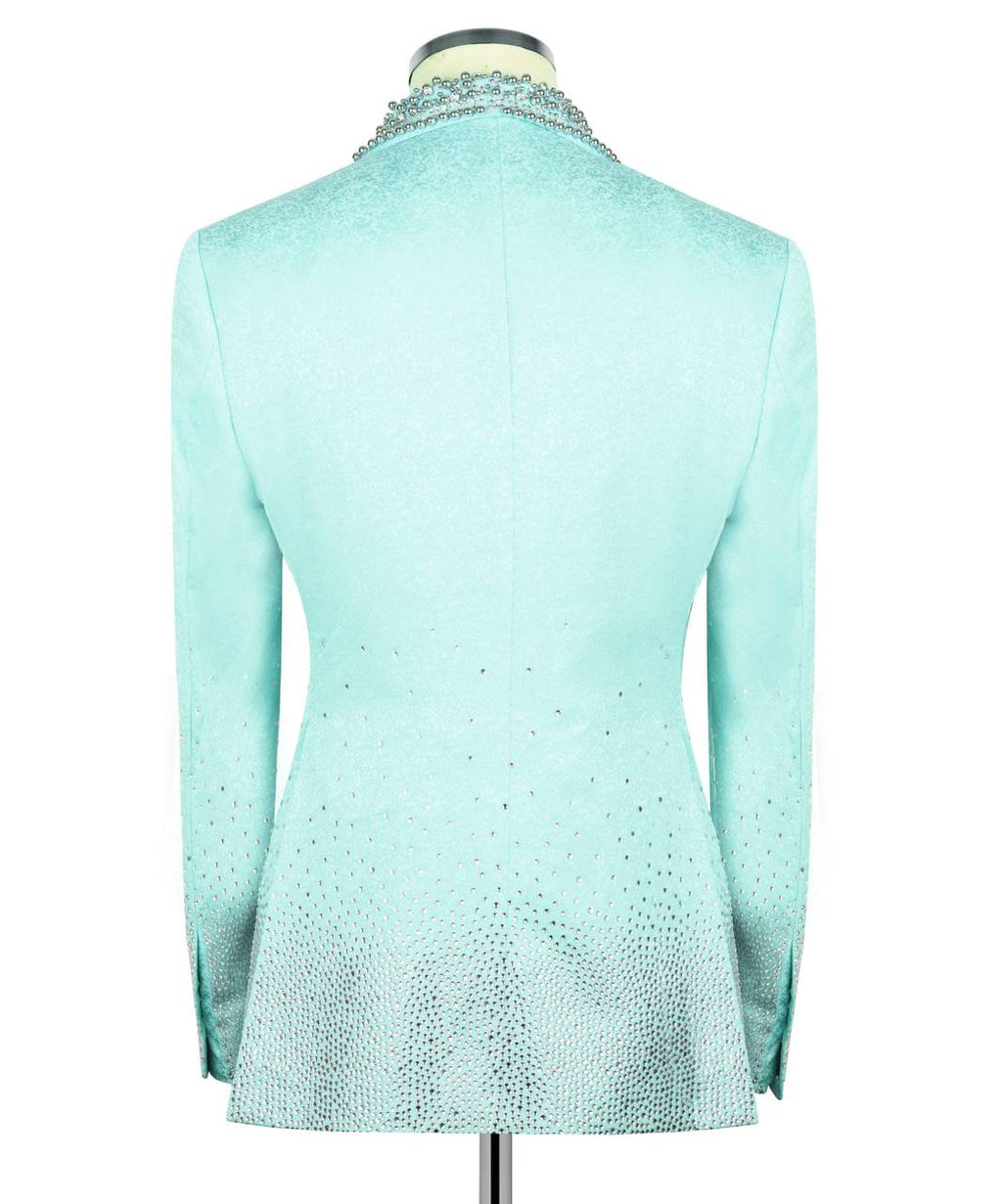 Mint crystal-embellished GEEMAN tuxedo back view