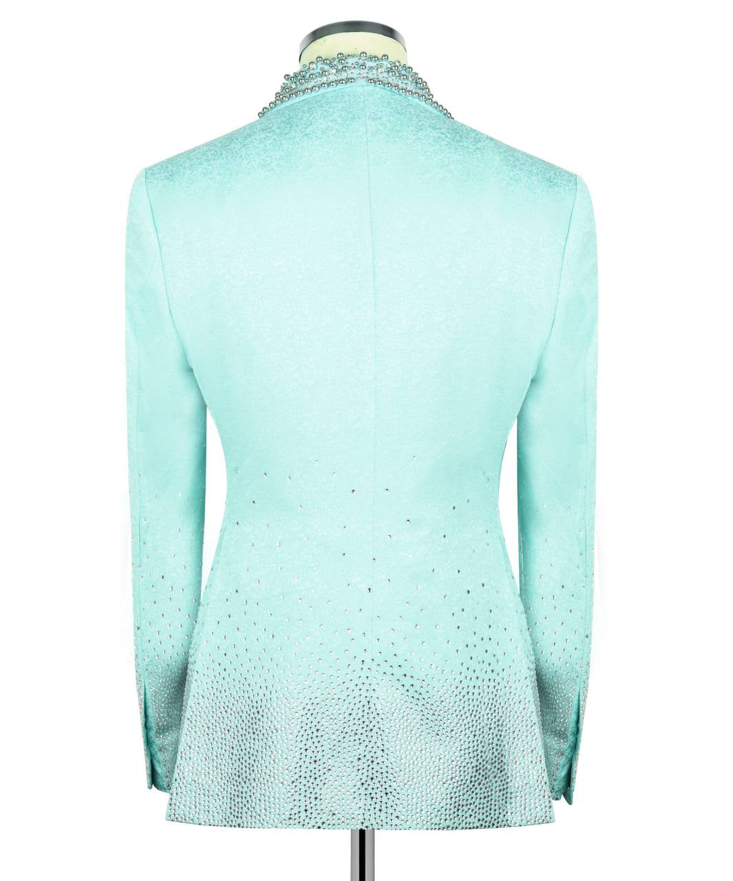 Mint crystal-embellished GEEMAN tuxedo back view