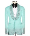 Mint crystal-embellished GEEMAN tuxedo front view