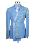 Powder blue crystal-embellished GEEMAN tuxedo front view
