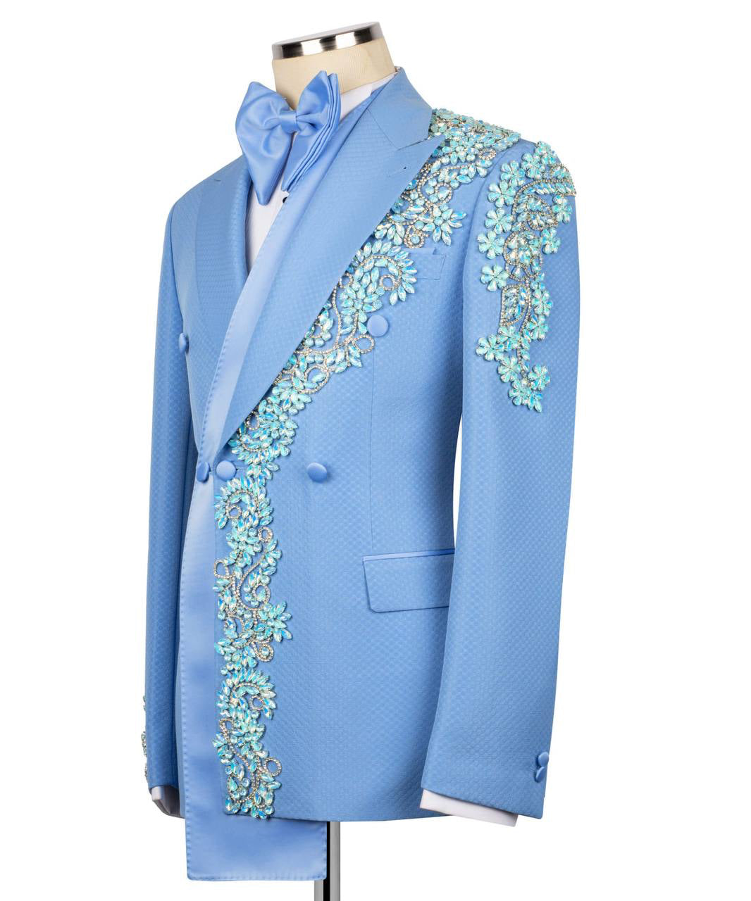 Powder blue crystal-embellished GEEMAN tuxedo alternate angle