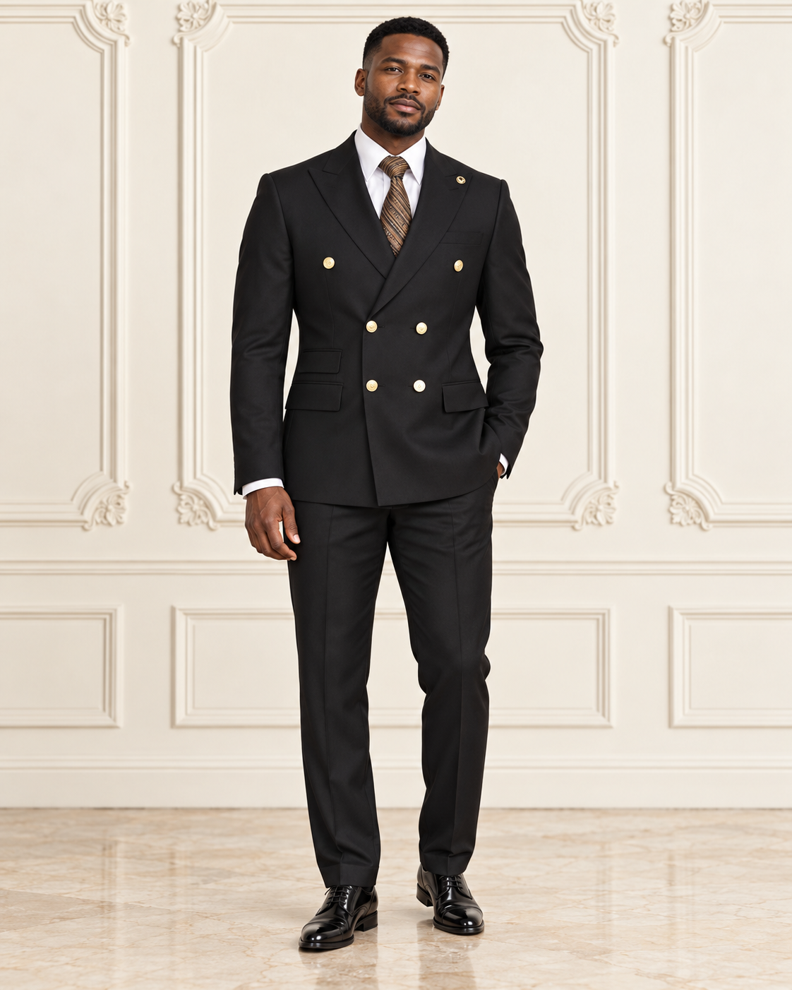 AI-generated model styling illustration; see the original garment photograph for product details